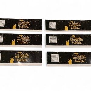 Graduation Party Water Bottle Sticker Wrappers - Black and Gold